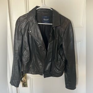 Madewell black real leather motorcycle jacket size S